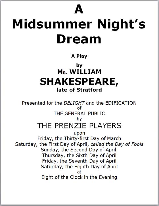 Program for A Midsummer Night's Dream